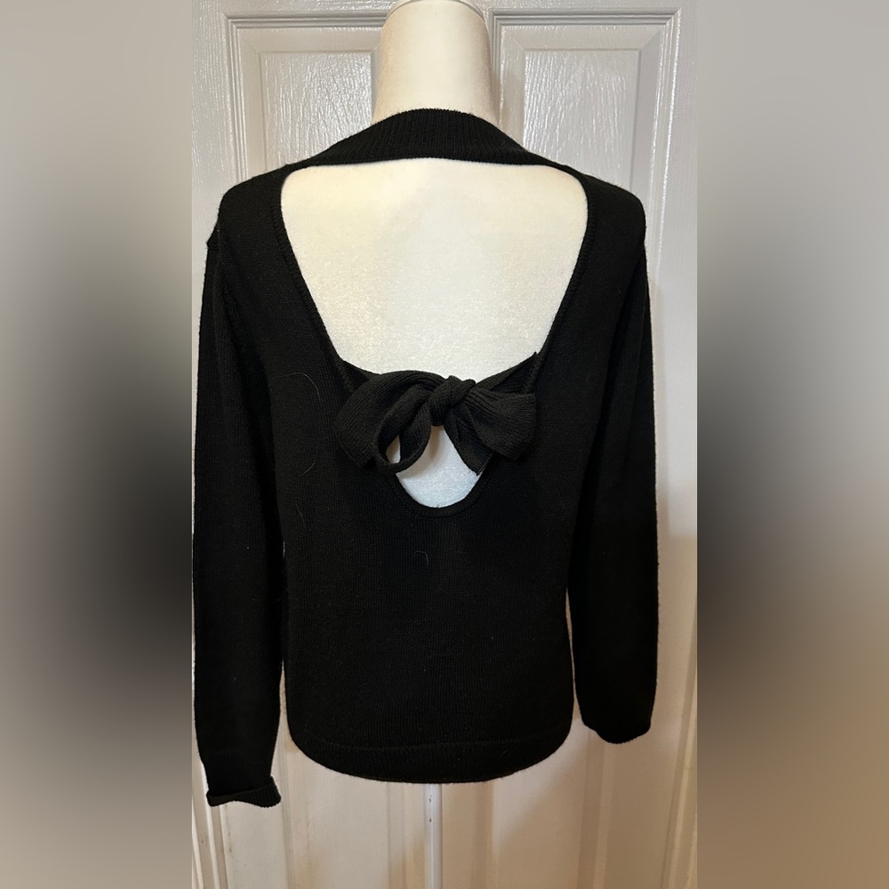Banana Republic Sweater Black Crew Neck Knit Bow Tie Back Sweater Size S